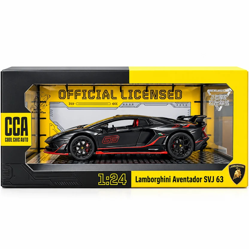 CCA 1:24 Lamborghini Aventador SVJ Die-Cast Car with Openable Hood & Doors, Lights and Sound Toy Vehicle for Kids (Copy)
