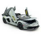 CCA 1:24 Lamborghini Aventador SVJ Die-Cast Car with Openable Hood & Doors, Toy Vehicle for Kids Ash