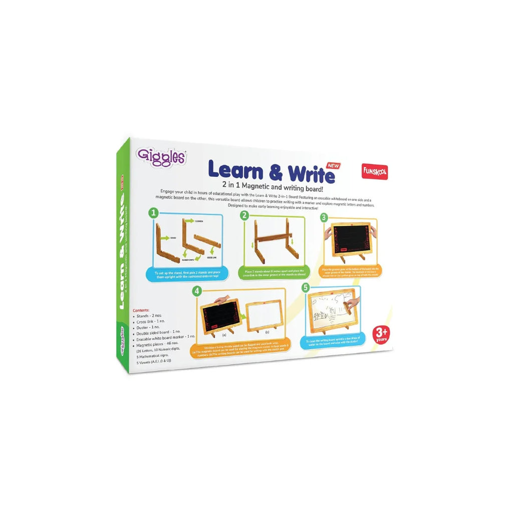 Learn N Write Slate,sturdy wooden stands for easy display,along with a duster and erasable marker,hands-on letter and number recognition,creative writing or drawing for Kids