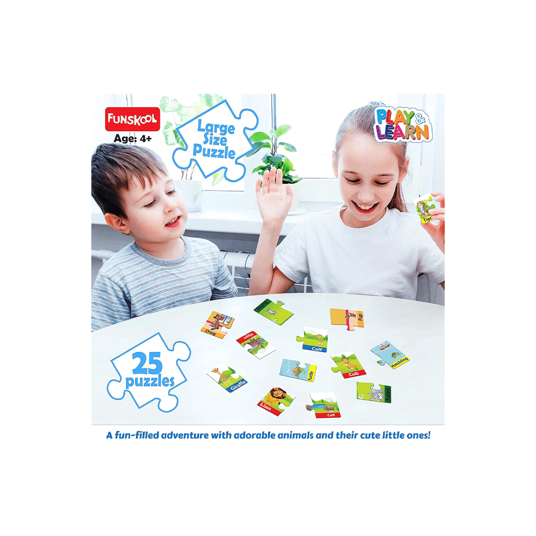 Funskool Toys Funskool Let's Learn Animals & their Babies Puzzle (4 Years+)