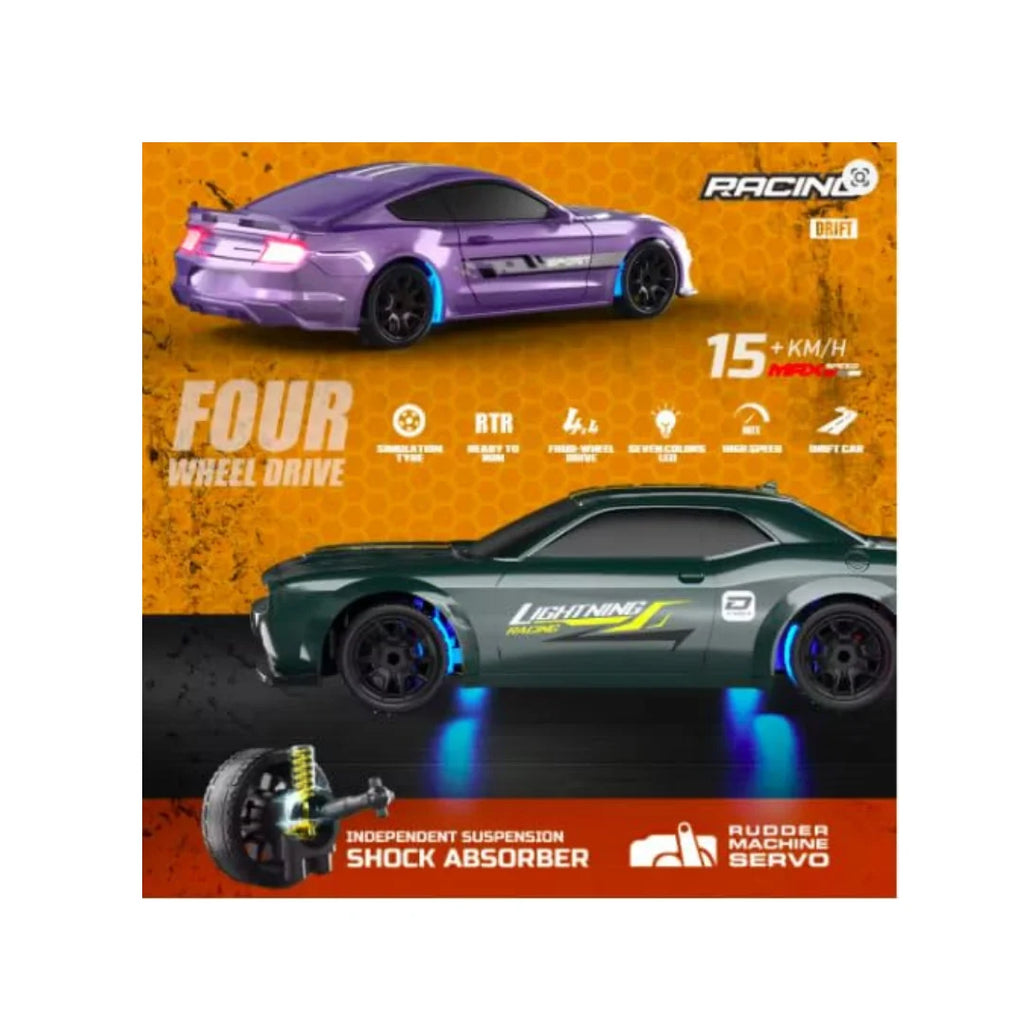 Lightning Series 1:43 RC drift car with LED lights and 2.4GHz remote control