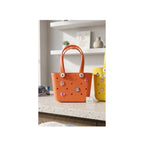 Stylish Waterproof Tote Bag with Decorative Charms