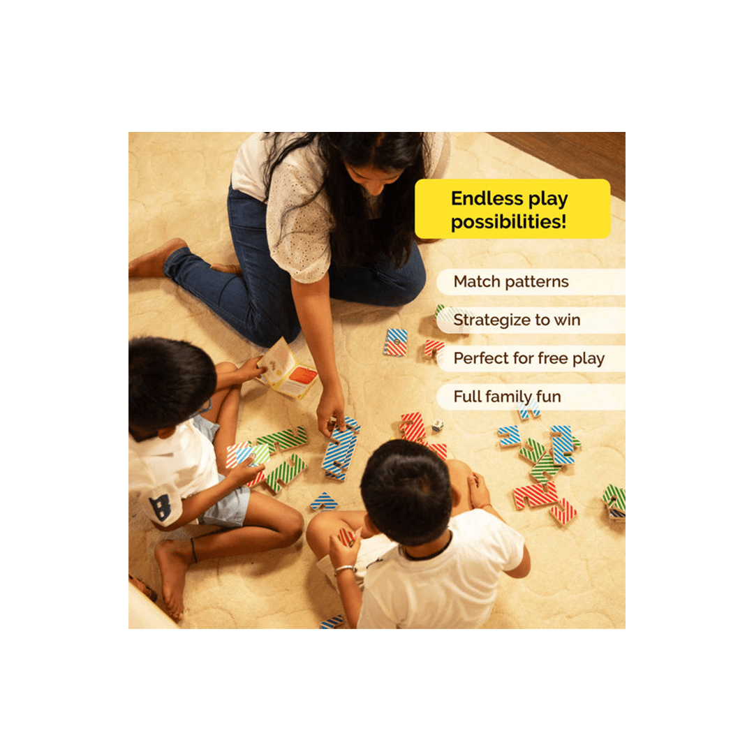 Shumee Toys Shumee Link-It Wooden Block Stacking Family Strategy Game With Cards | 27 Pieces | 4 Players (6 Years+)