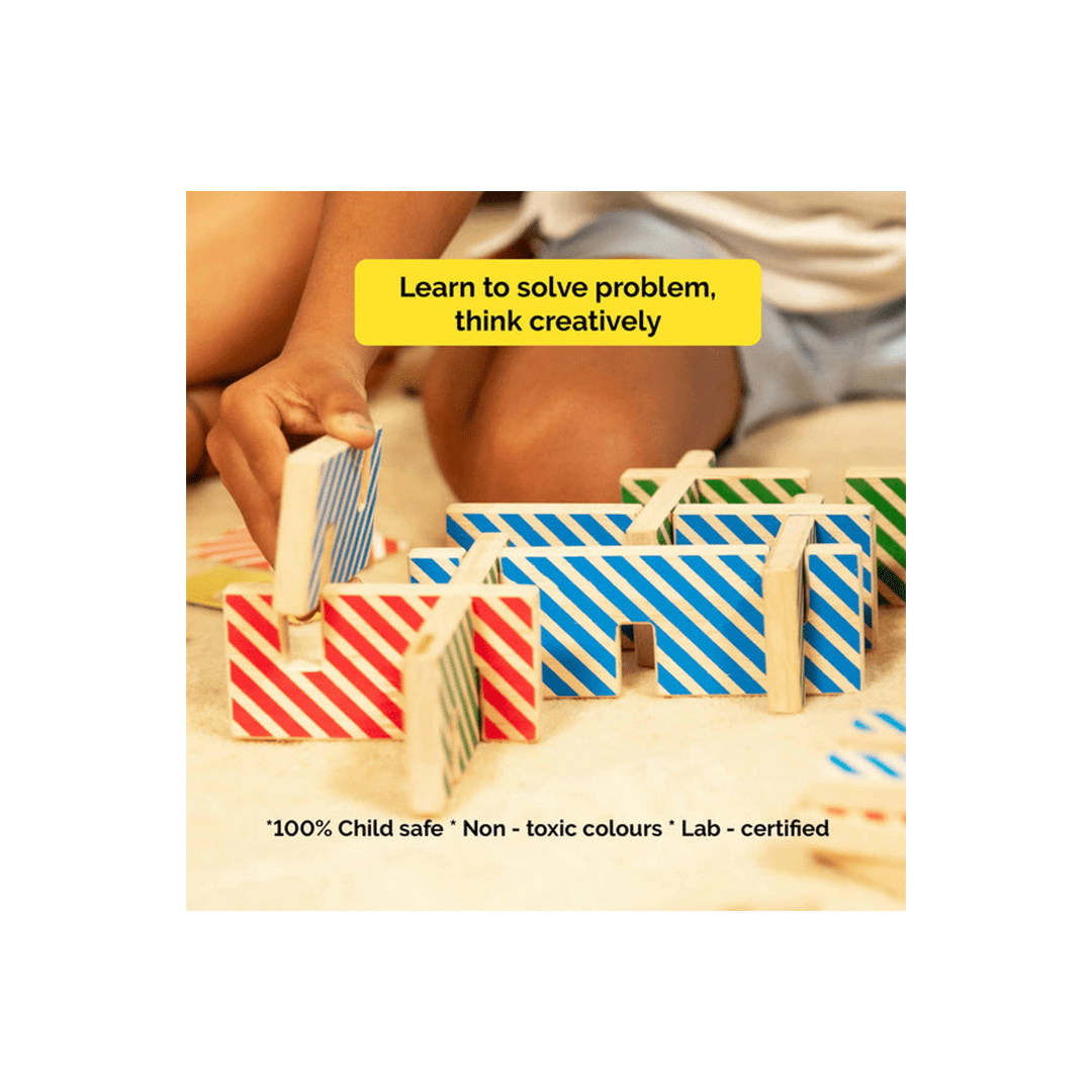 Shumee Toys Shumee Link-It Wooden Block Stacking Family Strategy Game With Cards | 27 Pieces | 4 Players (6 Years+)