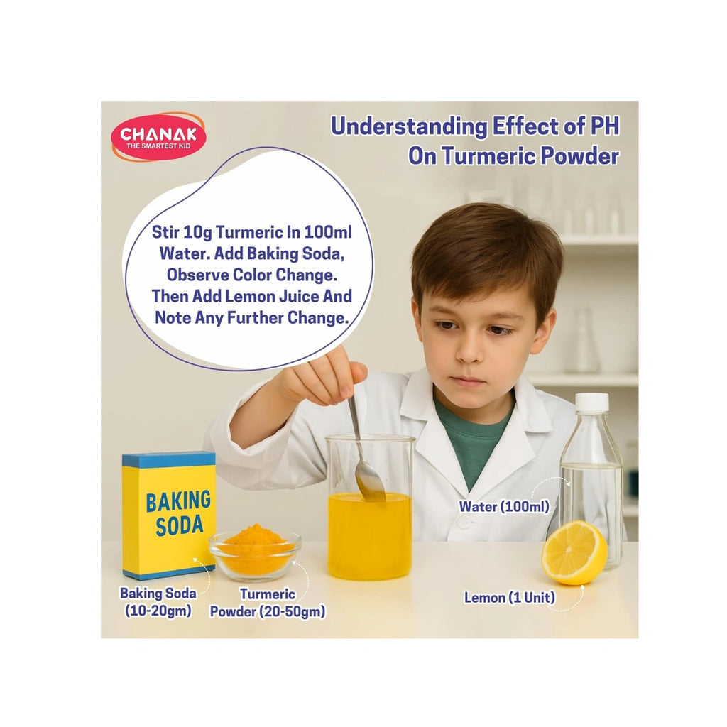 Kids chemistry lab kit with science experiment tools.