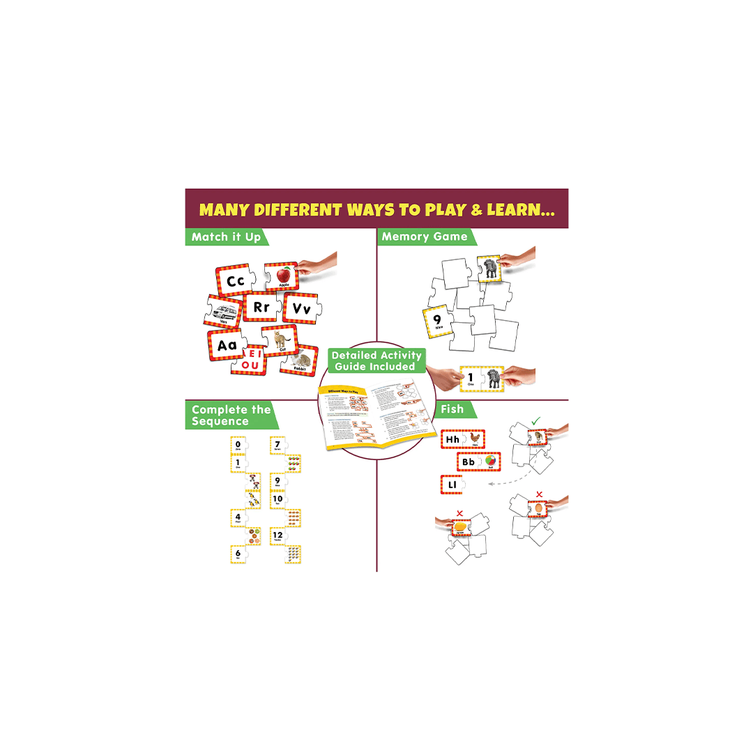 Little Berry Toys Little Berry Alphabet and Number Match and Learn Jigsaw Puzzle Pack of 2 Multicolor - 3 Years+