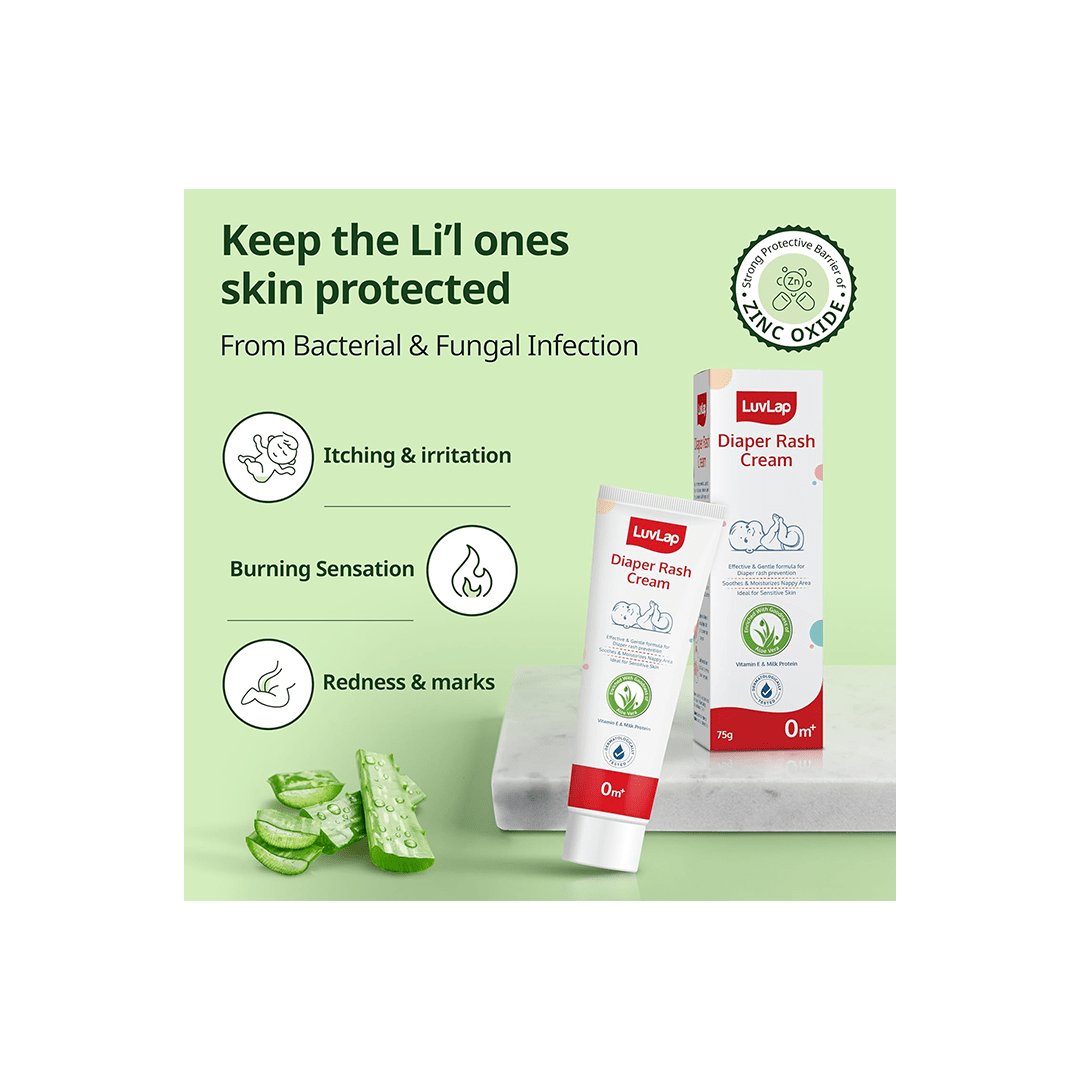 LuvLap Baby Care LuvLap Baby Diaper Rash Cream, 75g Natural Cream with goodness of Aloe Vera
