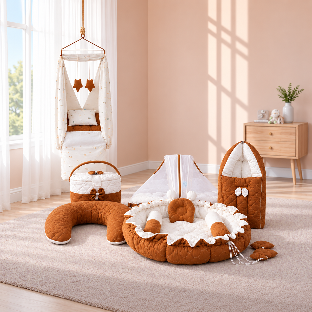 Mogo Cozy Baby Bed Set - 6 Pcs Premium