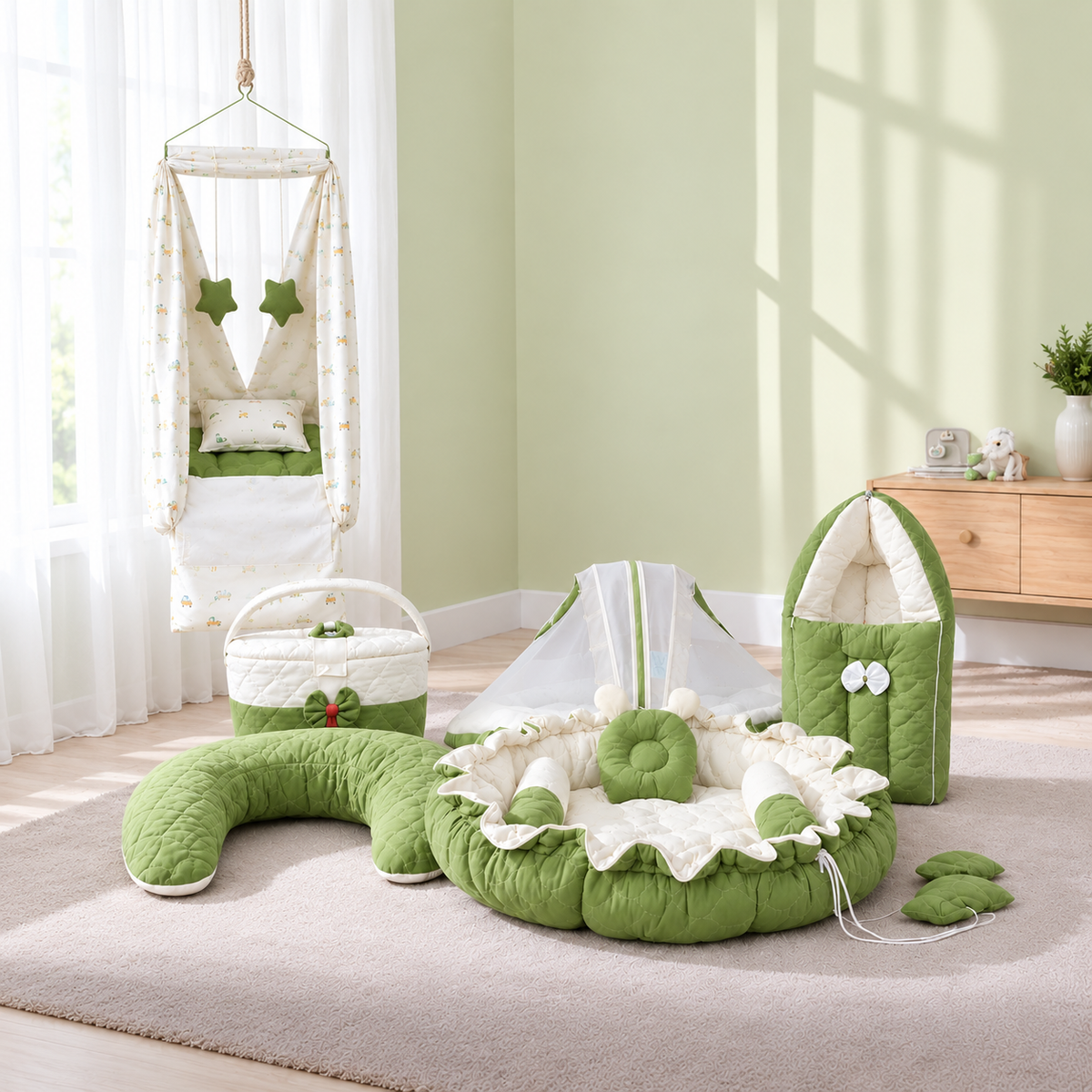 Mogo Cozy Baby Bed Set - 6 Pcs Premium