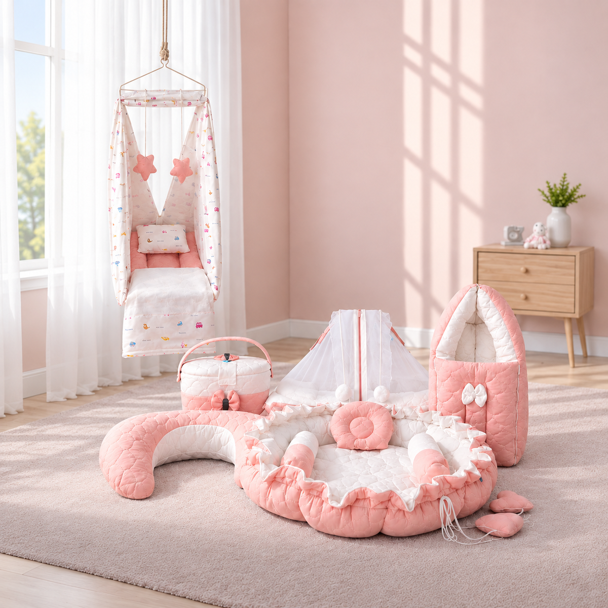 Mogo Cozy Baby Bed Set - 6 Pcs Premium