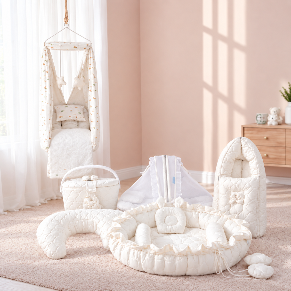 Mogo Cozy Baby Bed Set - 6 Pcs Premium