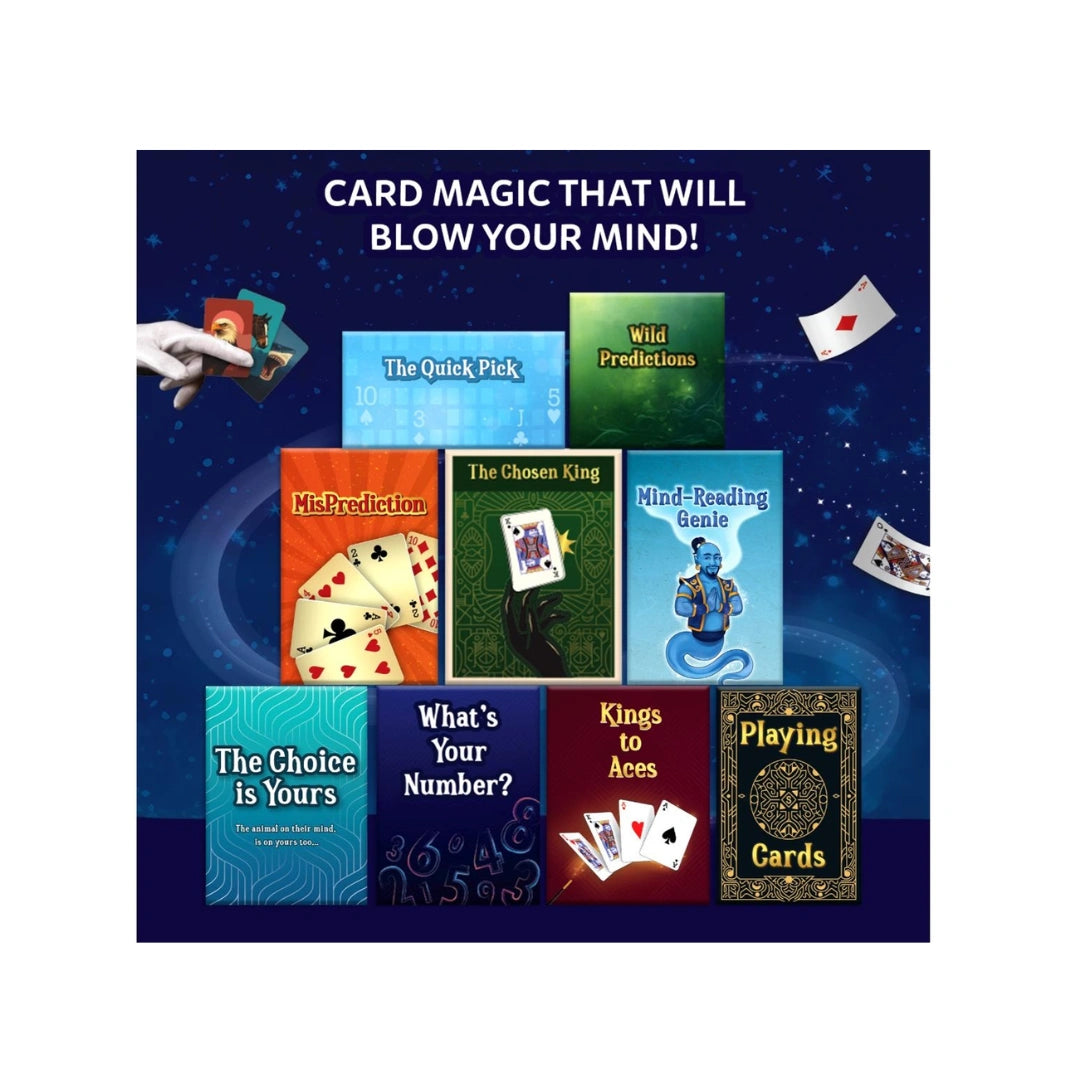 Magic Kit ,50 Card Tricks & Illusions ,Complete Magic Set with Special Decks & Guide ( 10+)