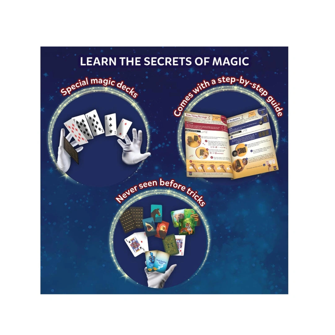 Magic Kit ,50 Card Tricks & Illusions ,Complete Magic Set with Special Decks & Guide ( 10+)