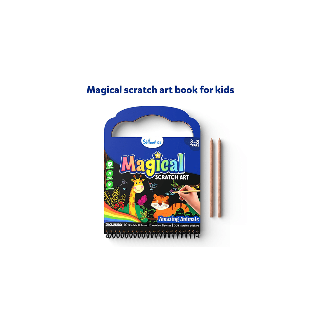 Skillmatics Toys Skillmatics Travel Friendly Magical Scratch Art Book: Amazing Animals (ages 3-8)