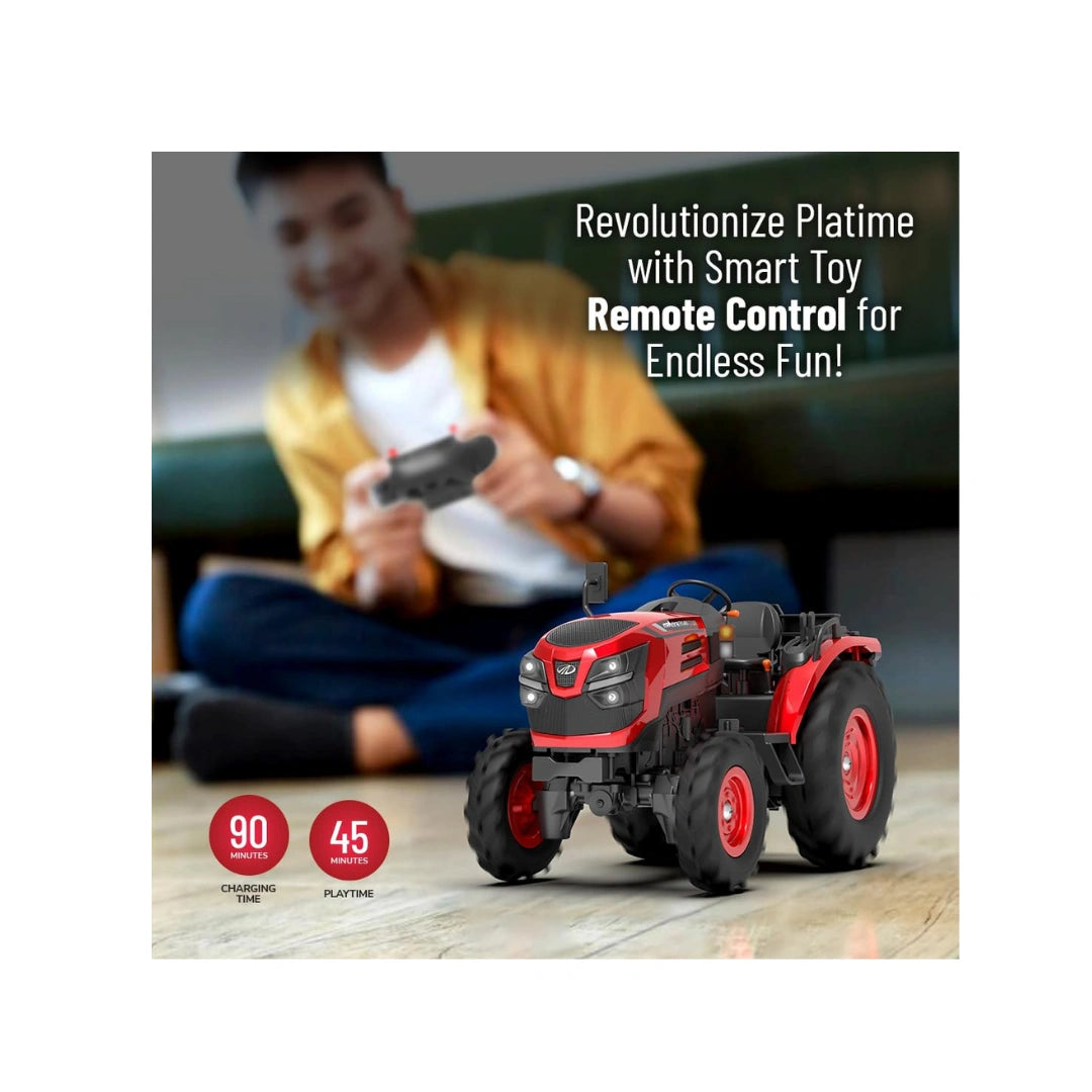 RC tractor toy with Bluetooth speaker and rechargeable battery.
