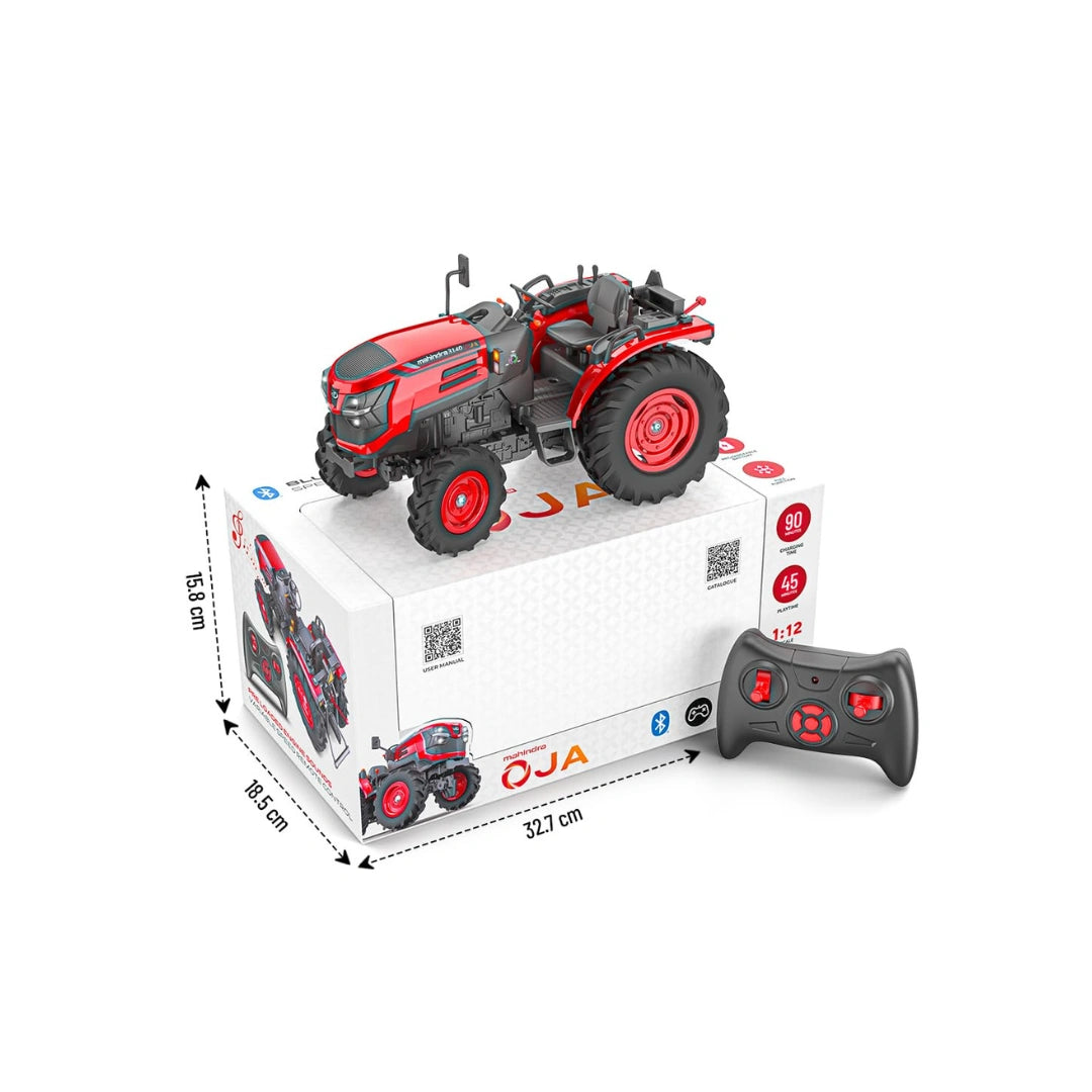 RC tractor toy with Bluetooth speaker and rechargeable battery.

