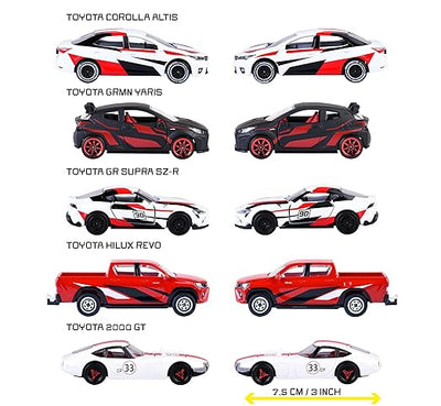 Majorette Japan Racer Gift Pack | Licensed Toyota Models | Durable 7.5 cm die-cast Metal | Authentic Japanese Racing Cars | Colorful, Detailed Design | for Collectors and Kids 3+