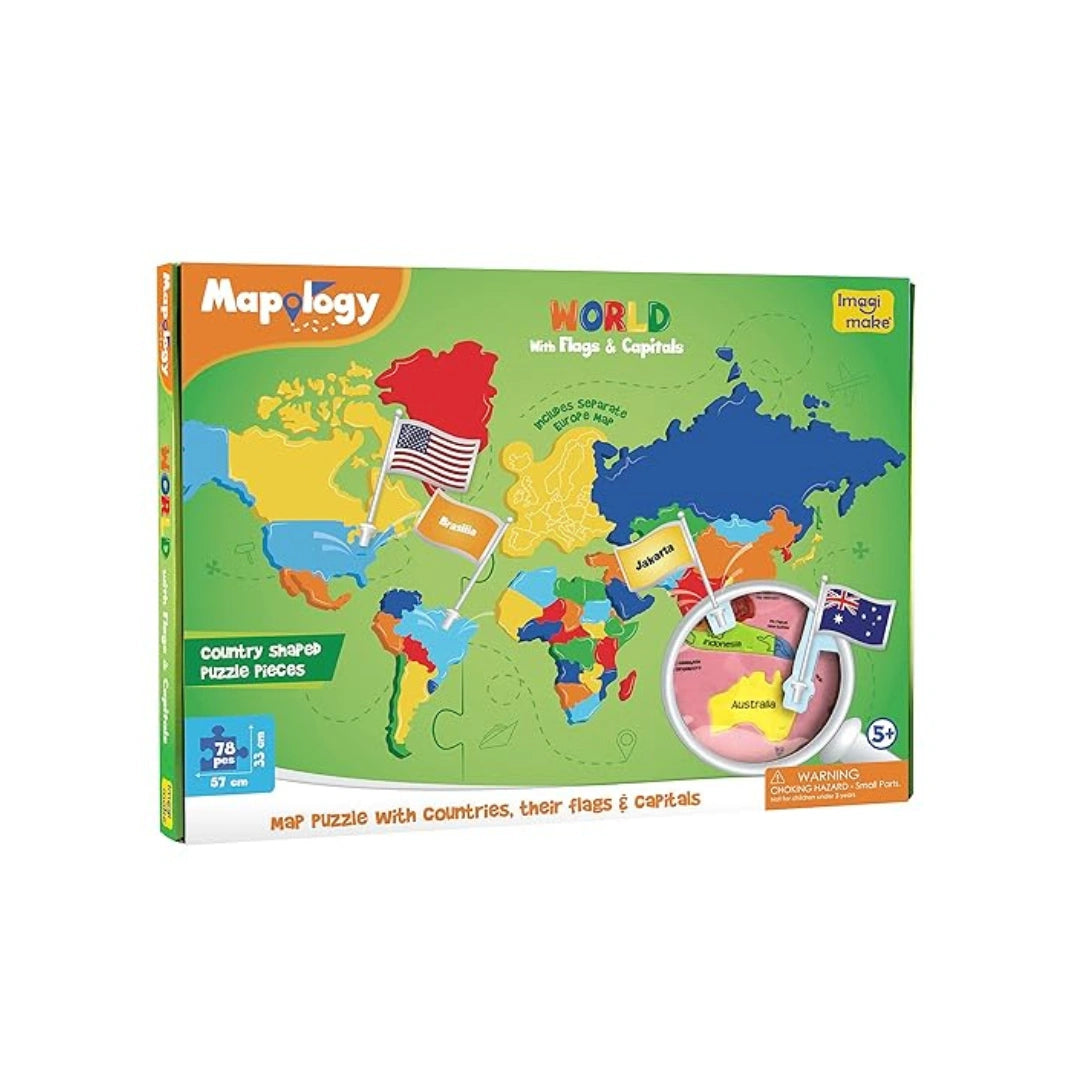 World map learning puzzle
