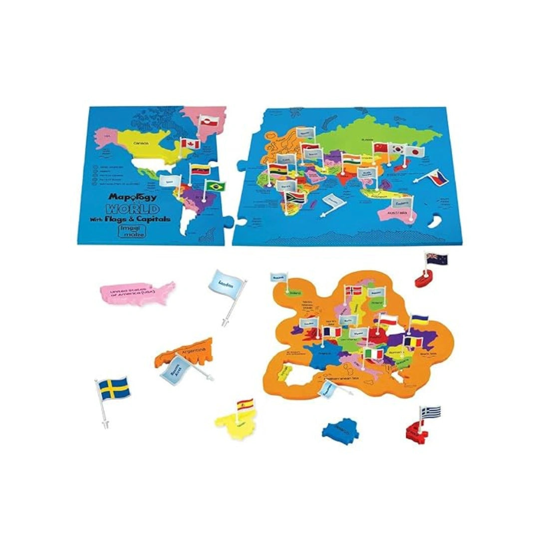 World map learning puzzle