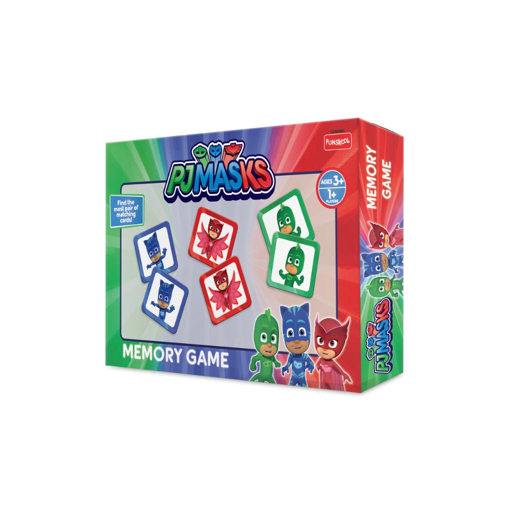 PJ Masks themed educational memory matching game for kids