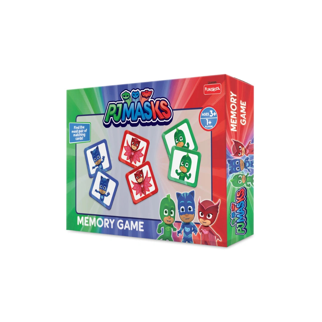 PJ Masks themed educational memory matching game for kids
