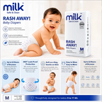 MILK Baby Diaper Flexi Tape , Size M - 42 Pcs, 6 To 11 KG