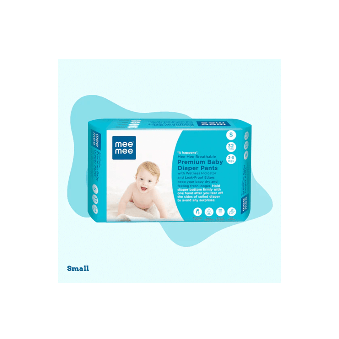 Mee Mee Baby Care Mee Mee Breathable Premium Baby Diaper Pants With Wetness Indicator and Leak-Proof Edges (0 months+)
