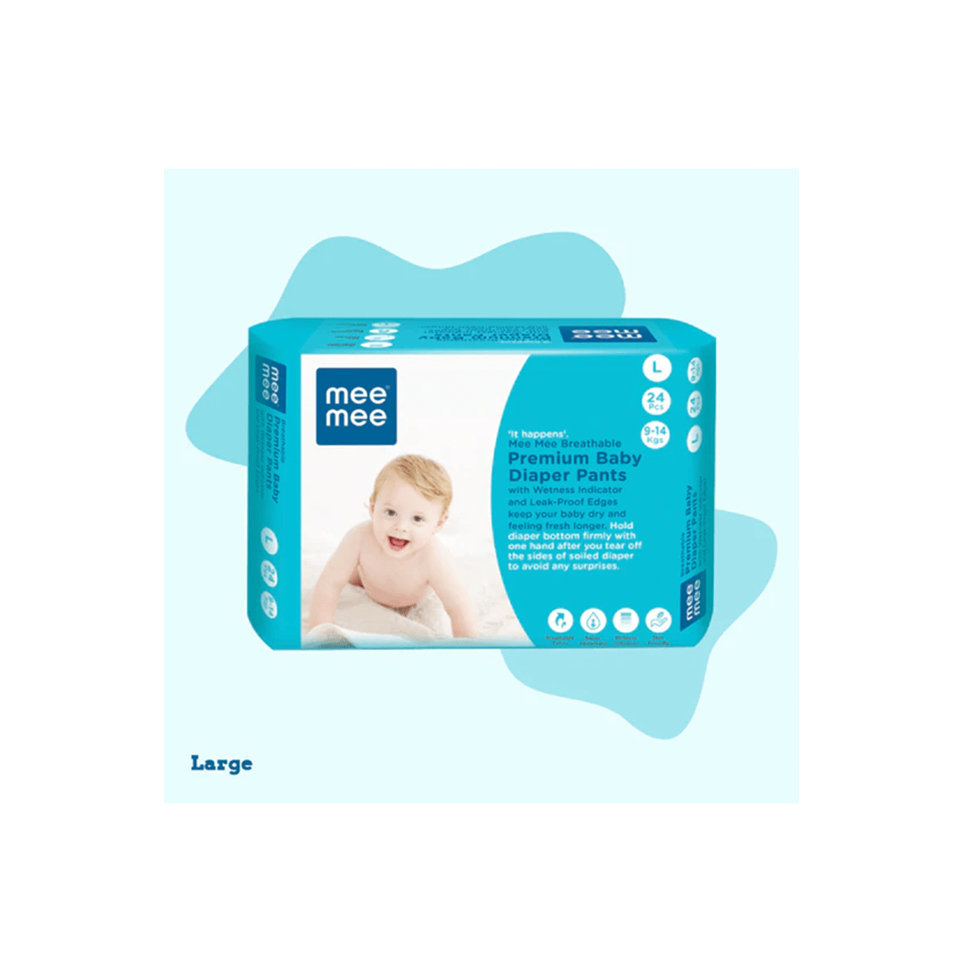 Mee Mee Baby Care Mee Mee Breathable Premium Baby Diaper Pants With Wetness Indicator and Leak-Proof Edges (0 months+)
