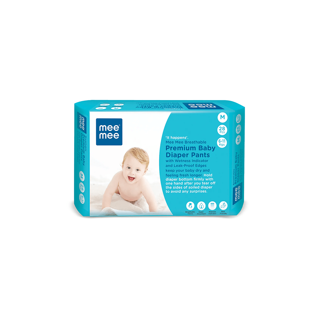 Mee Mee Baby Care Mee Mee Breathable Premium Baby Diaper Pants With Wetness Indicator and Leak-Proof Edges (0 months+)