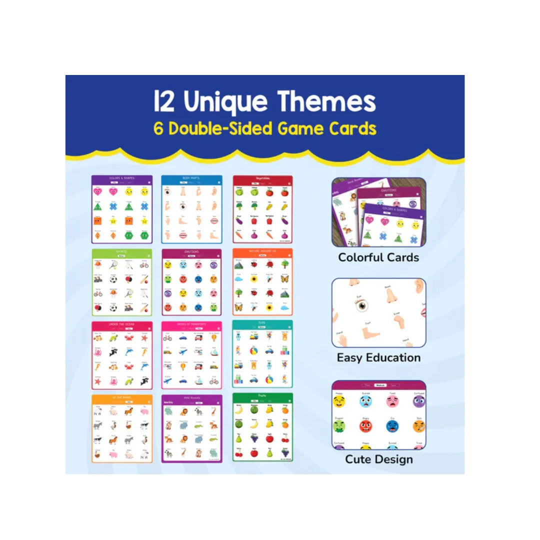 Memory Game for Kids,Fun Matching Game,12 Theme Cards & 3 Level Challenges,Preschool Learning Toy (3 Years+)