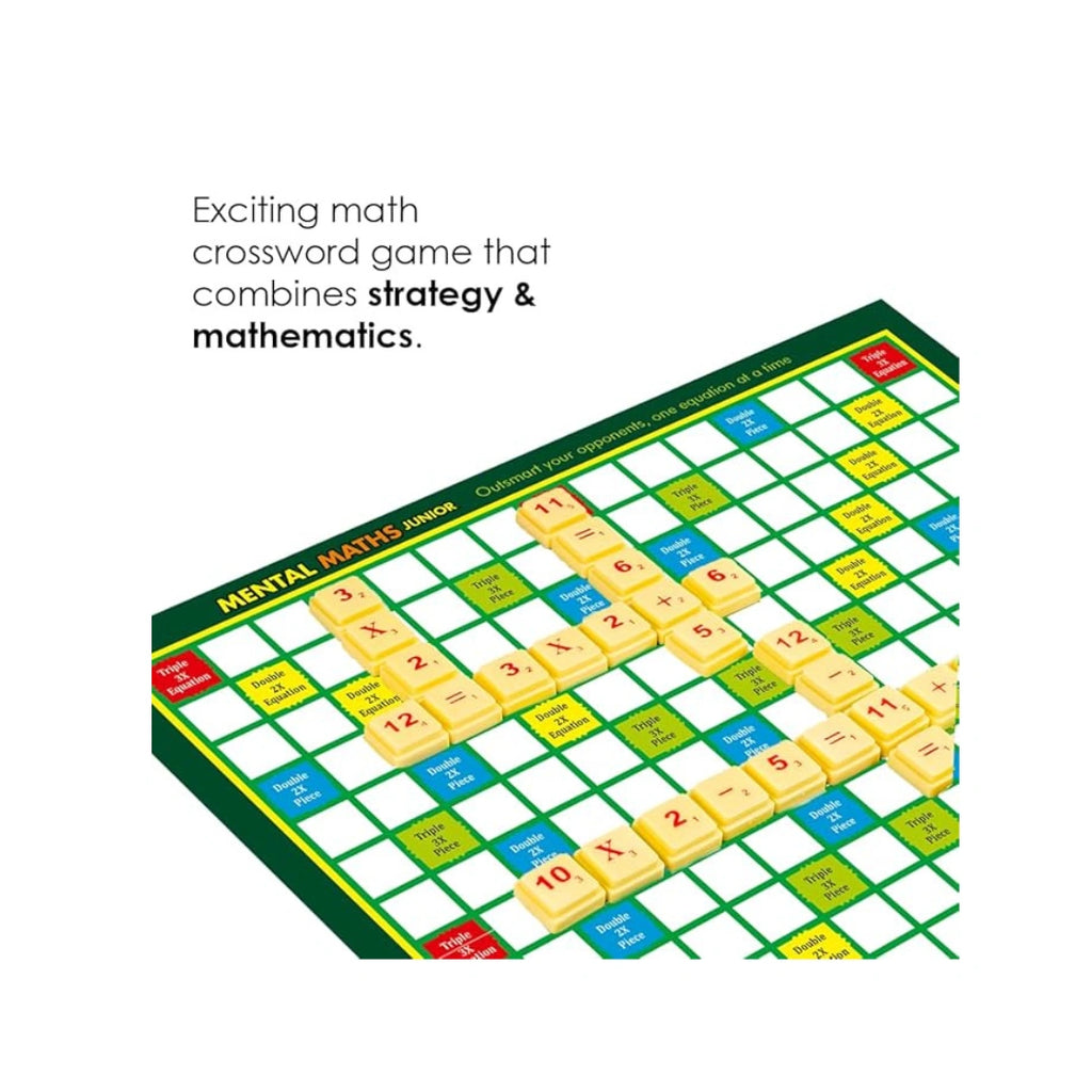 Kids mental maths board game with number tiles for family learning fun.
