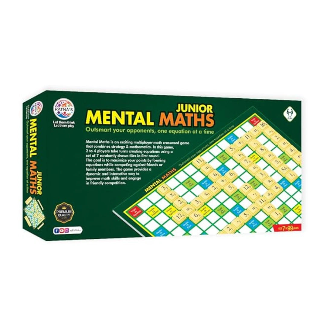 Kids mental maths board game with number tiles for family learning fun.
