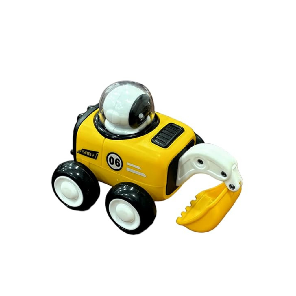Mini construction trucks with movable bucket arms