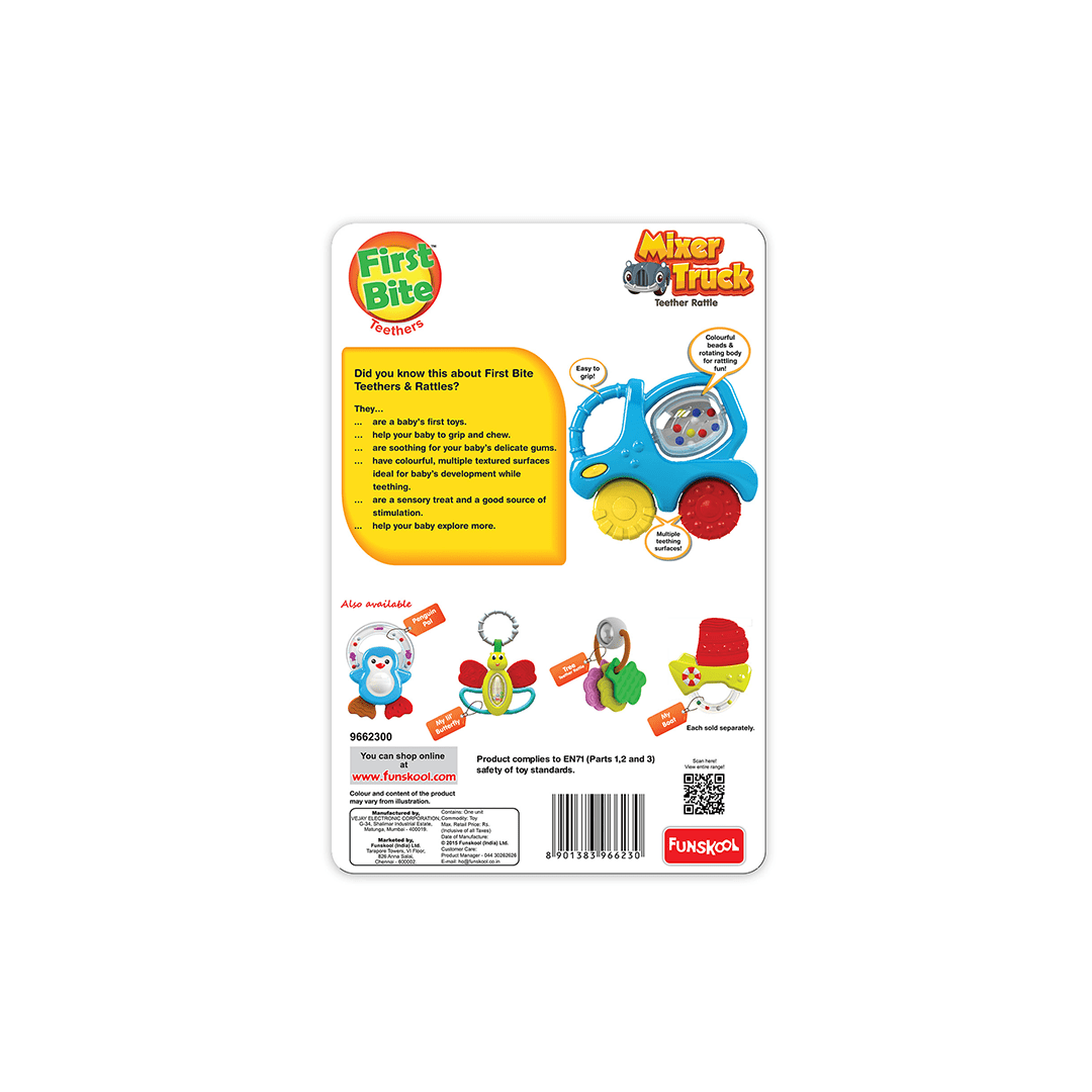 Funskool Toys Funskool Mixer Truck Teether Rattle (3 Months+)