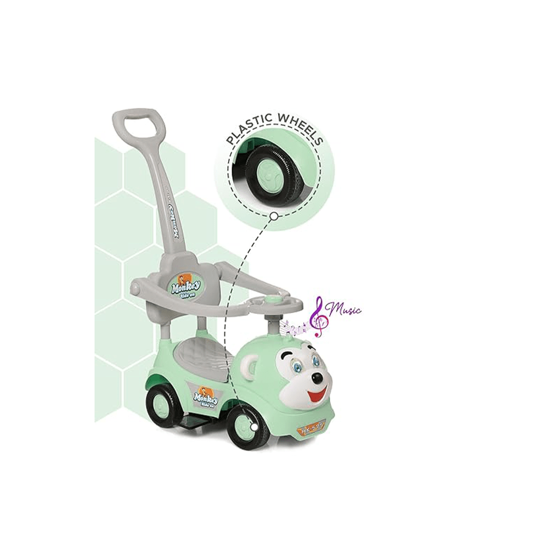 Baan Toys Ride-ons Baan Toys Dash Monkey 3 in 1 Ride on for Kids, Baby 1-3 Years, Musical Push Car with Parental Handle and Protective Arm Rest