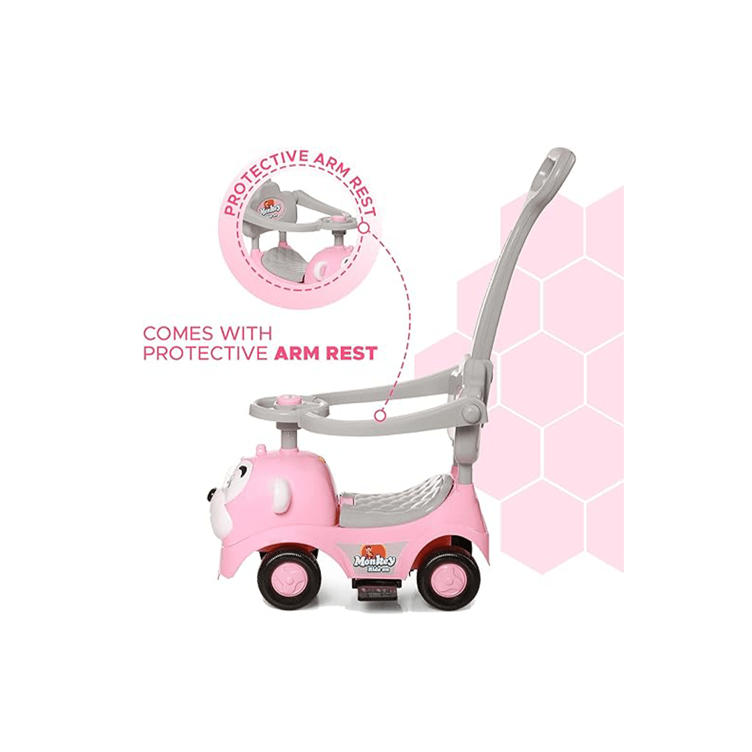 Baan Toys Ride-ons Baan Toys Dash Monkey 3 in 1 Ride on for Kids, Baby 1-3 Years, Musical Push Car with Parental Handle and Protective Arm Rest