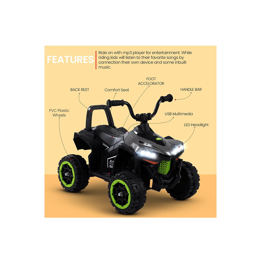 Baybee Ride-ons Baybee Monster ATV Rechargeable Battery Operated Electric Kids Bike with Light, USB, Music Electric Bike, Beach ATV Bike