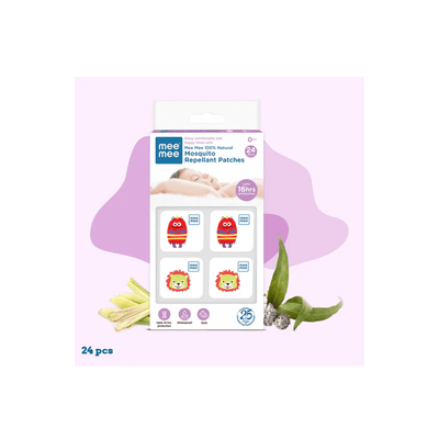Mee Mee Baby Care Mee Mee 100% Natural Mosquito Repellant Patches with 16 Hour Protection , Waterproof 24 Pieces( 1 Month+ )