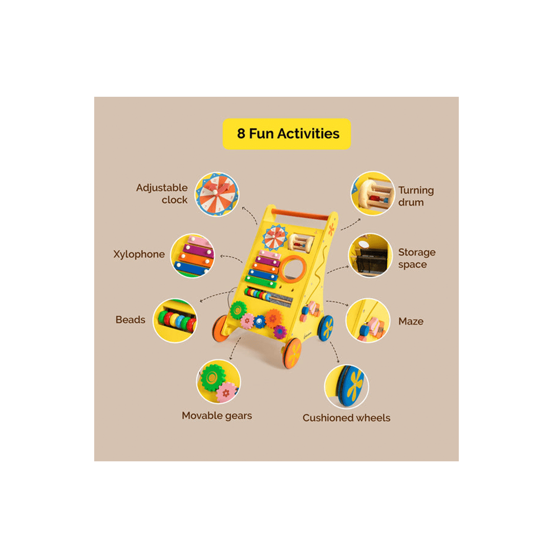 Shumee Toys Shumee Wooden 8-In-1 Musical Activity Push Walker For Babies (9 Months+)