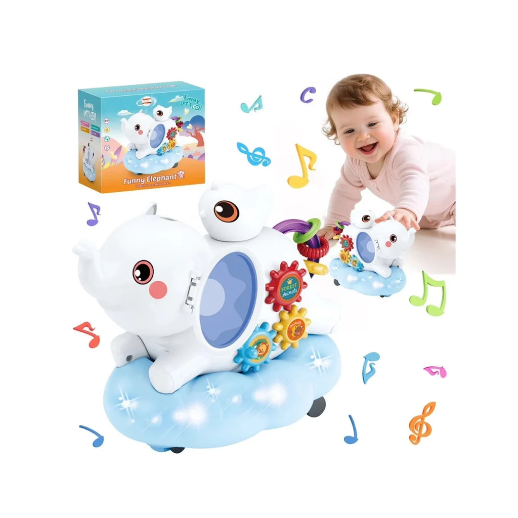 Colorful musical animal toy with moving ball 