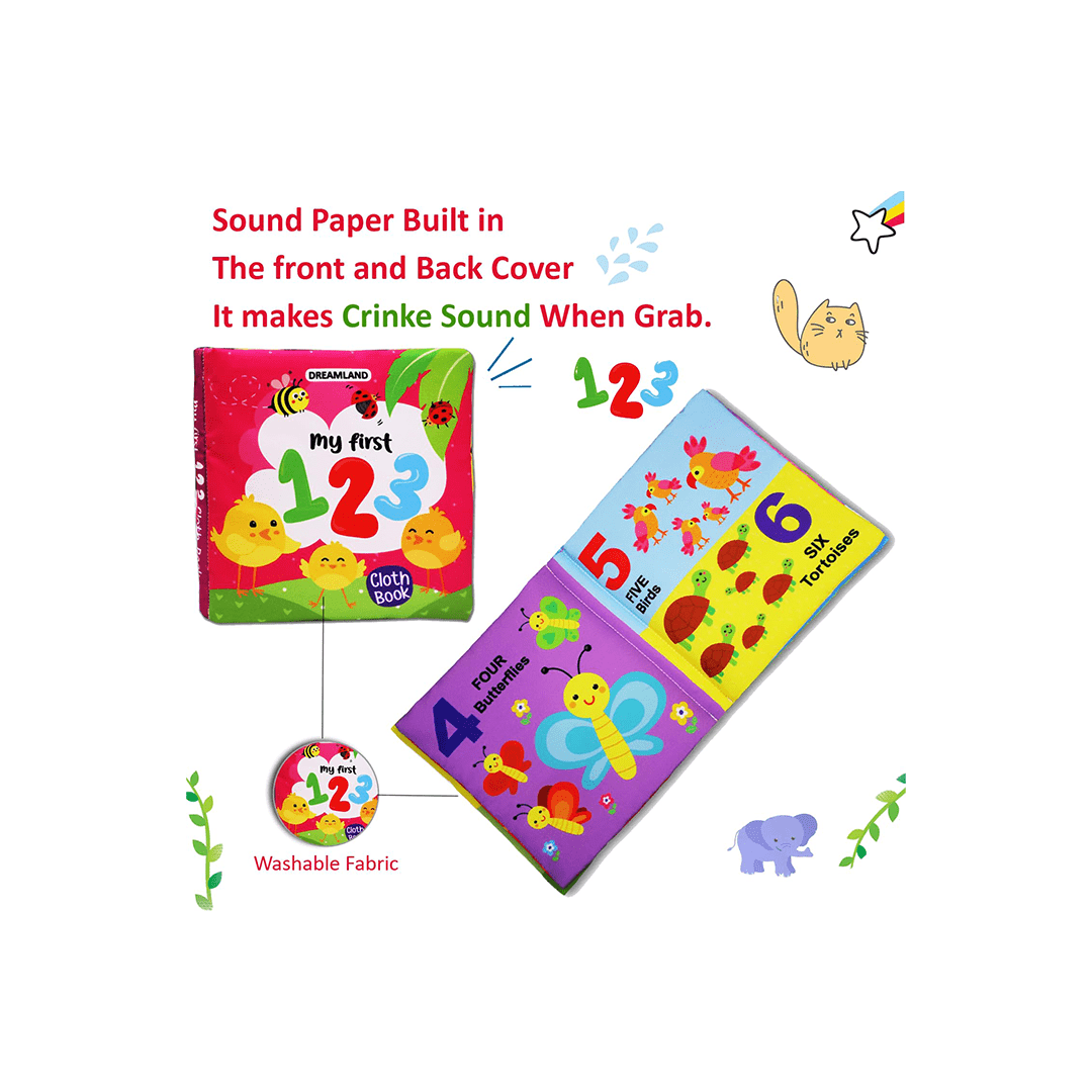 Dreamland Publications Books Dreamland My First Cloth Book 123 with Squeaker and Crinkle Paper Cloth Books (3 Months+)
