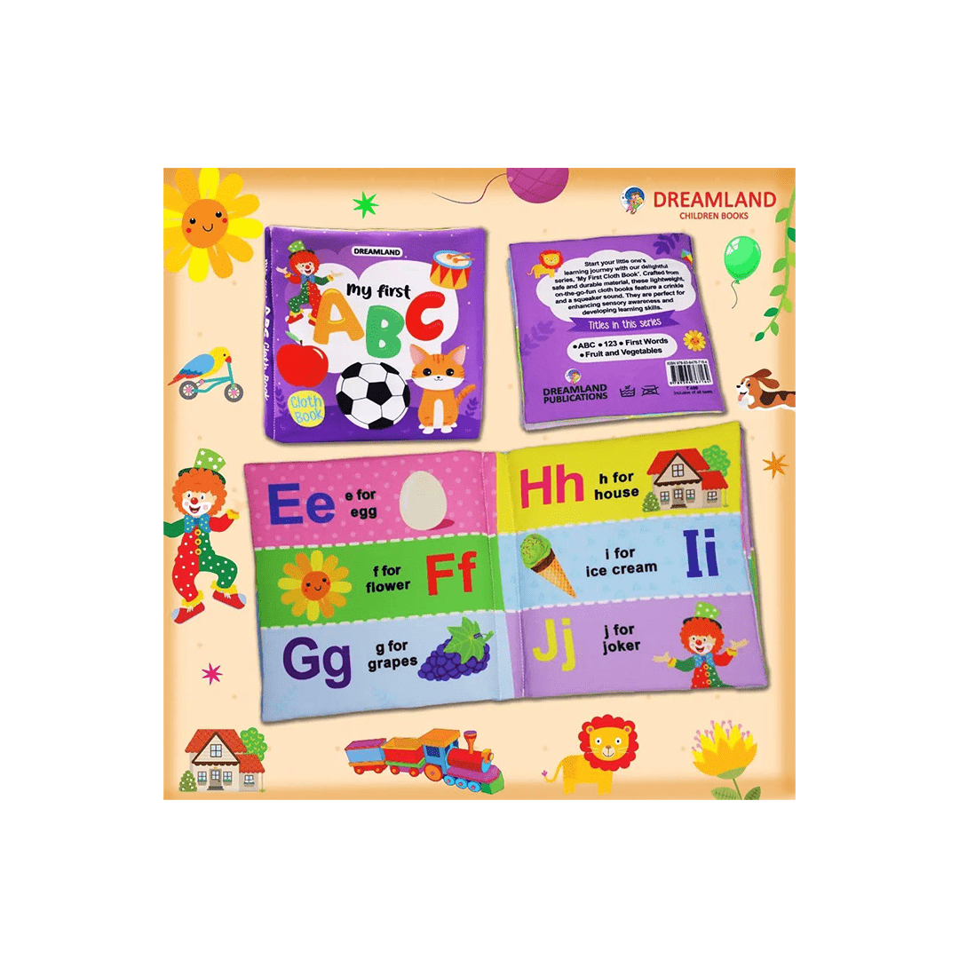 Dreamland Publications Books Dreamland My First Cloth Book ABC with Squeaker and Crinkle Paper Cloth Books (3 Months+)