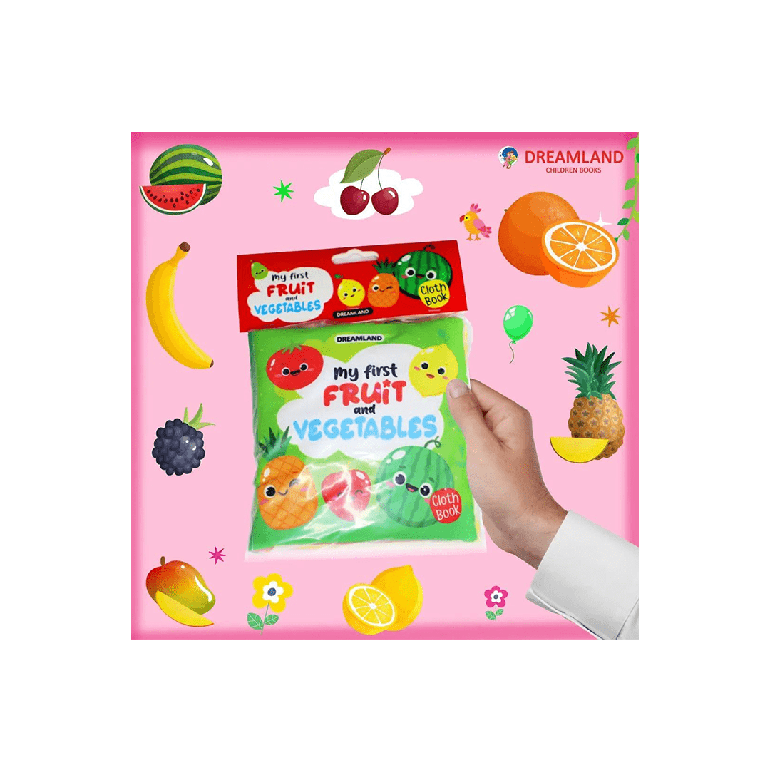 Dreamland Publications Books Dreamland My First Cloth Book Fruit and Vegetables with Squeaker and Crinkle Paper Cloth Books (3 Months+)