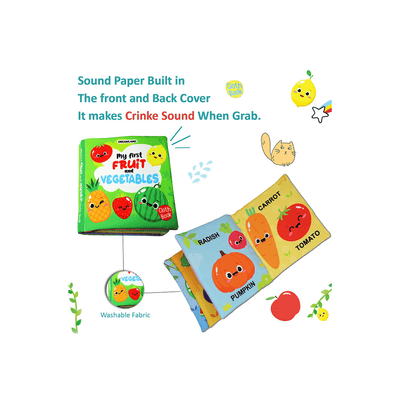 Dreamland Publications Books Dreamland My First Cloth Book Fruit and Vegetables with Squeaker and Crinkle Paper Cloth Books (3 Months+)