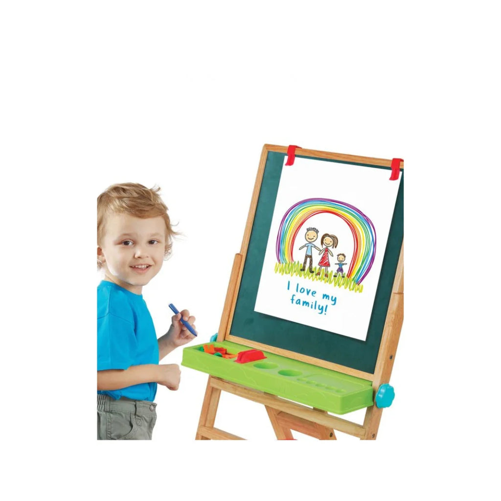 My First Easel,4in1 Double Sided Wooden Magnetic Board with Alphabets & Numbers,Learning,Fun & Engaging Activity Set for Kids (3 Year+)