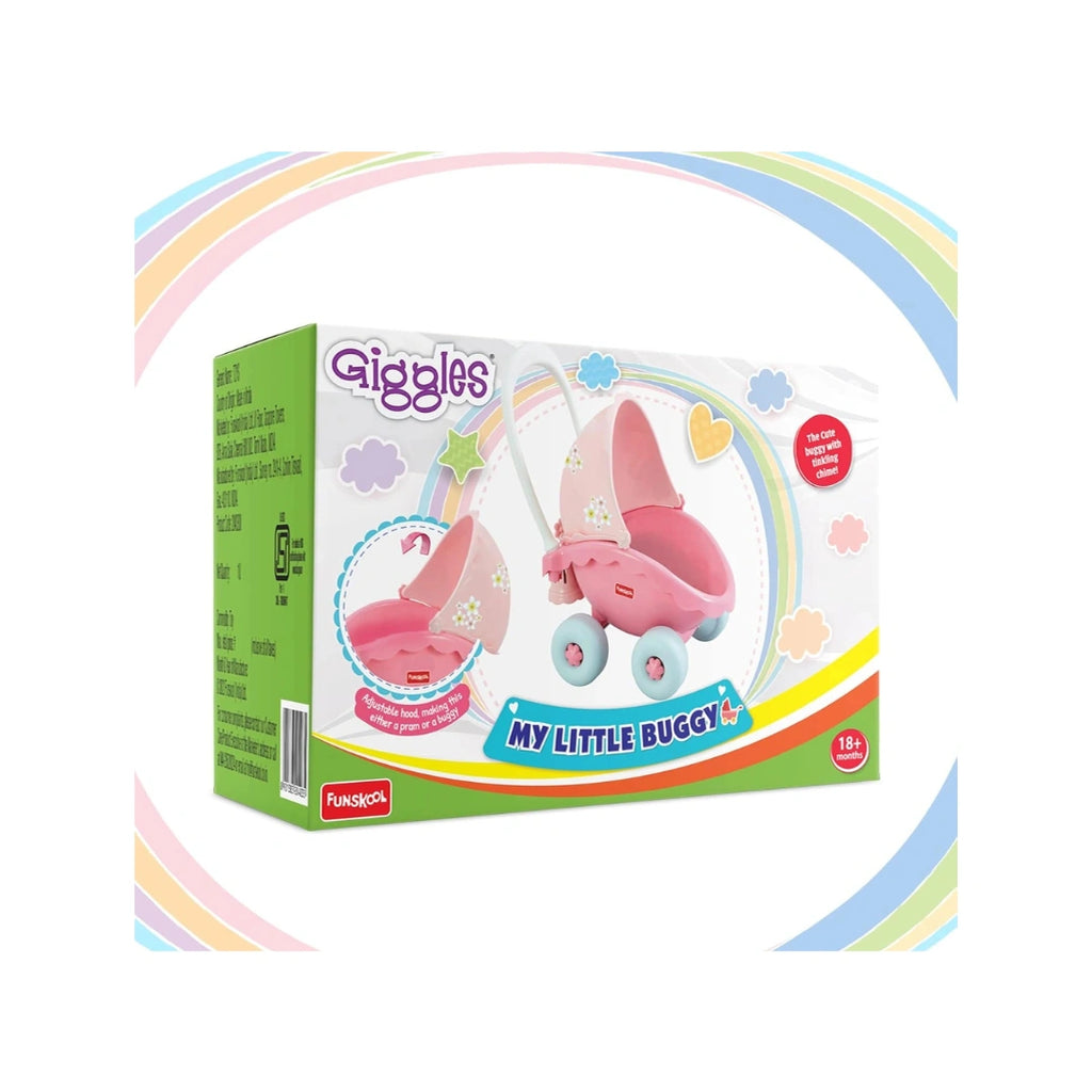 Push Toy with Adjustable Hood, Rolling Wheels & Chiming Sound