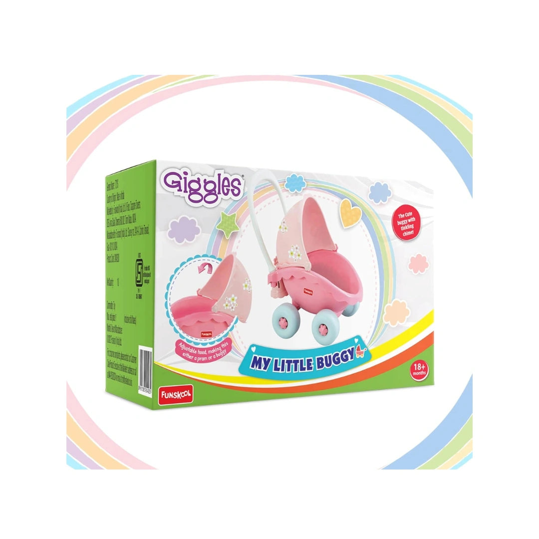 Push Toy with Adjustable Hood, Rolling Wheels & Chiming Sound