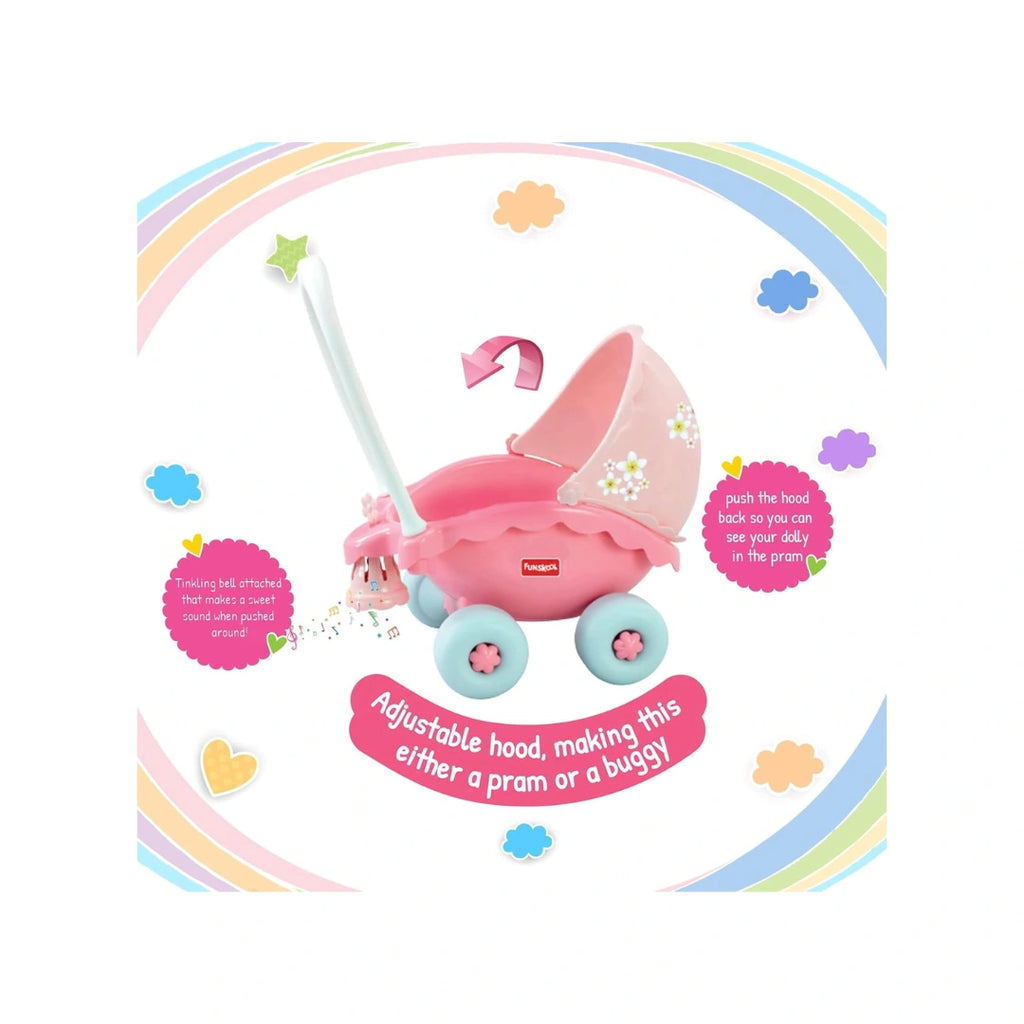 Push Toy with Adjustable Hood, Rolling Wheels & Chiming Sound