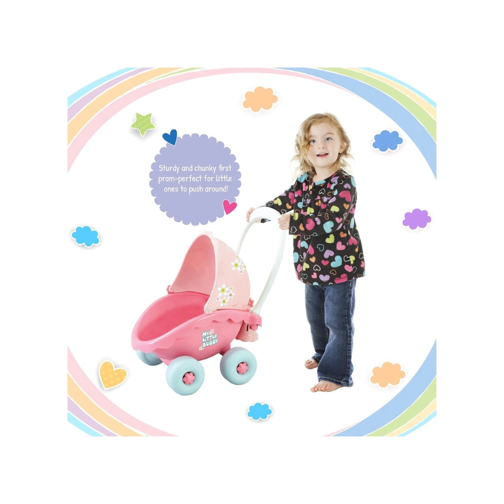 Push Toy with Adjustable Hood, Rolling Wheels & Chiming Sound