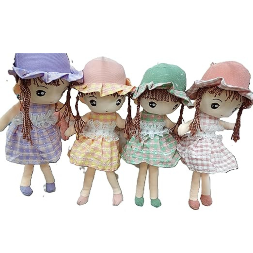 NATKHAT Cute Doll Lace Frock Pink Plush Toy for Kids